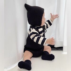 Striped Baby Outfit with Tail and Hat